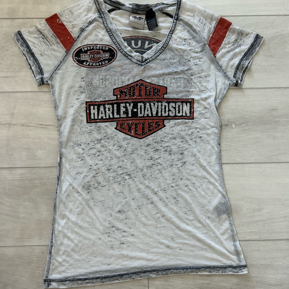 Harley-Davidson Gray and Red Logo T-Shirt
